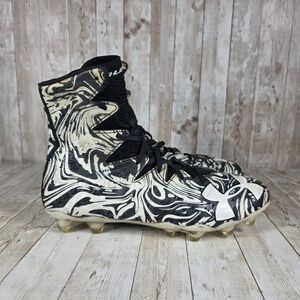 Under Armour Highlight MC Football Cleats White Black Swirl Mens Size 10